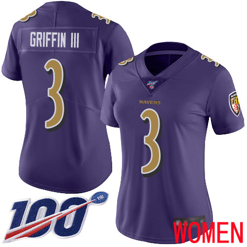 Baltimore Ravens Limited Purple Women Robert Griffin III Jersey NFL Football #3 100th Season Rush Vapor Untouchable